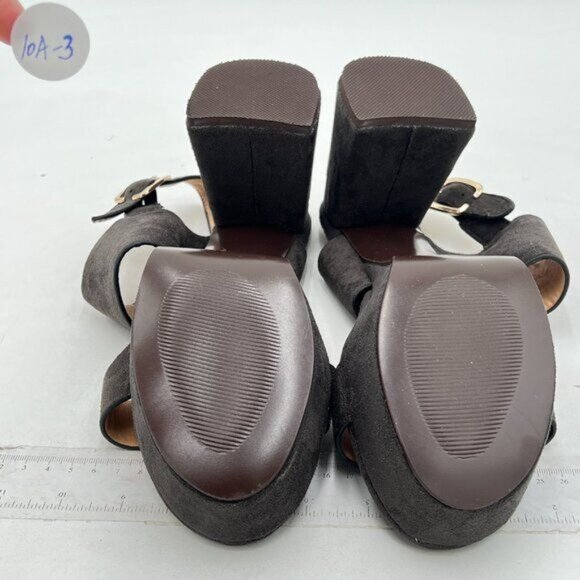 Grey Block High Platform Heel Peep Open Toe Sandals Ankle Strap - Picture 6 of 6